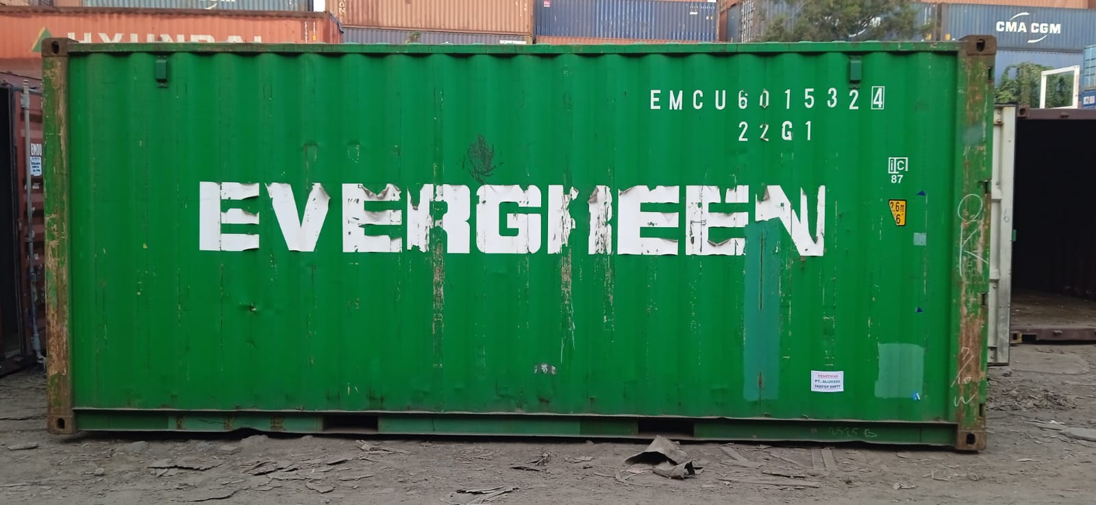 Cotainer 20ft Evergreen Hijau Type E22G1EG-02
