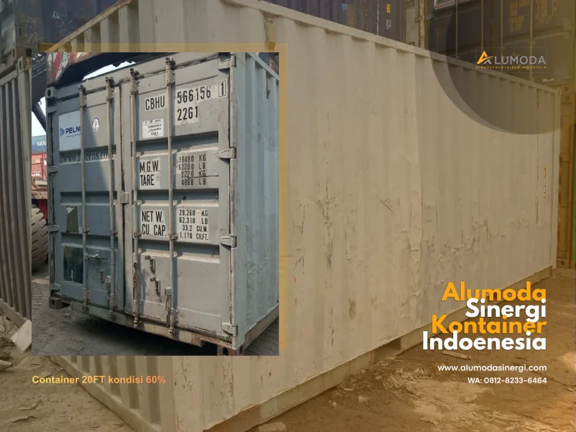 Container 20FT Bekas Kondisi 60% Harga Terjangkau